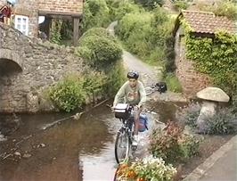 James successfully tackles the ford at Allerford, 21.3 miles into the ride